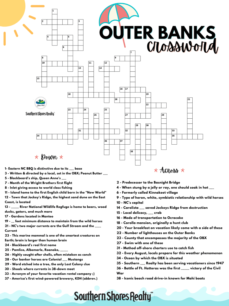 obx crossword southern shores realty blog